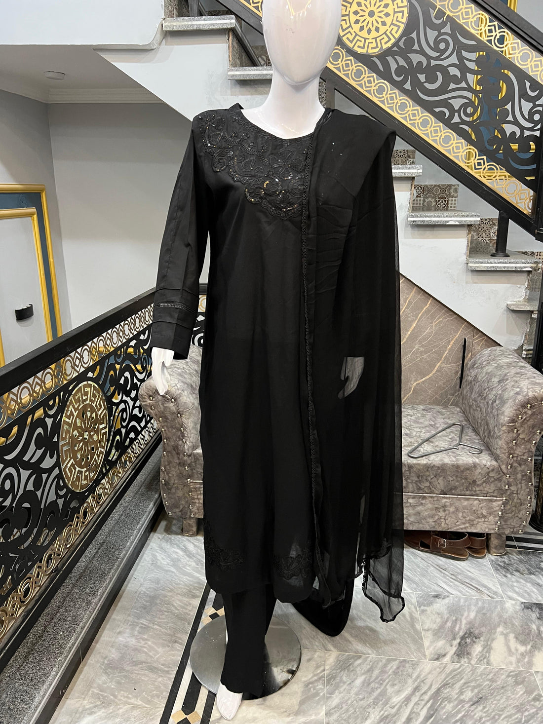 Sadgi Premium Collection – Lavender Lilac 3 Piece Suit (Black)