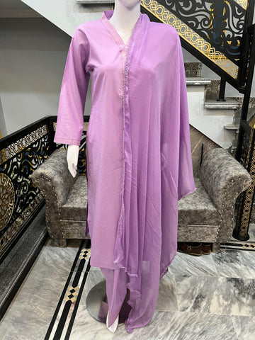 Sadgi Premium Collection – Lavender Lilac 3 Piece Suit ( baby Pink )